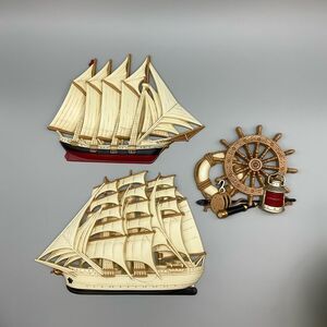 Vintage Burwood Nautical Wall decor Hanging Set of 3 Plastic